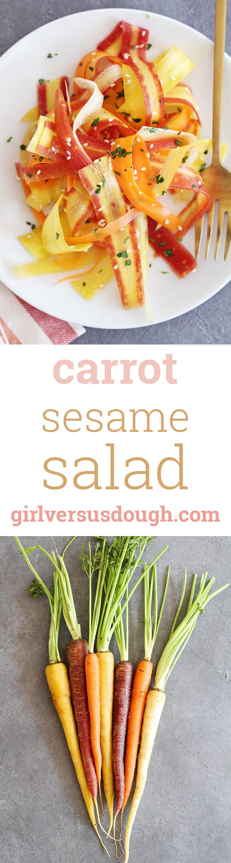 Carrot Sesame Salad -- Sweet, salty, crunchy and fresh. Easy to make, gluten free, vegan and delicious! girlversusdough.com @girlversusdough