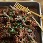 mocha rubbed slow cooker shredded beef.