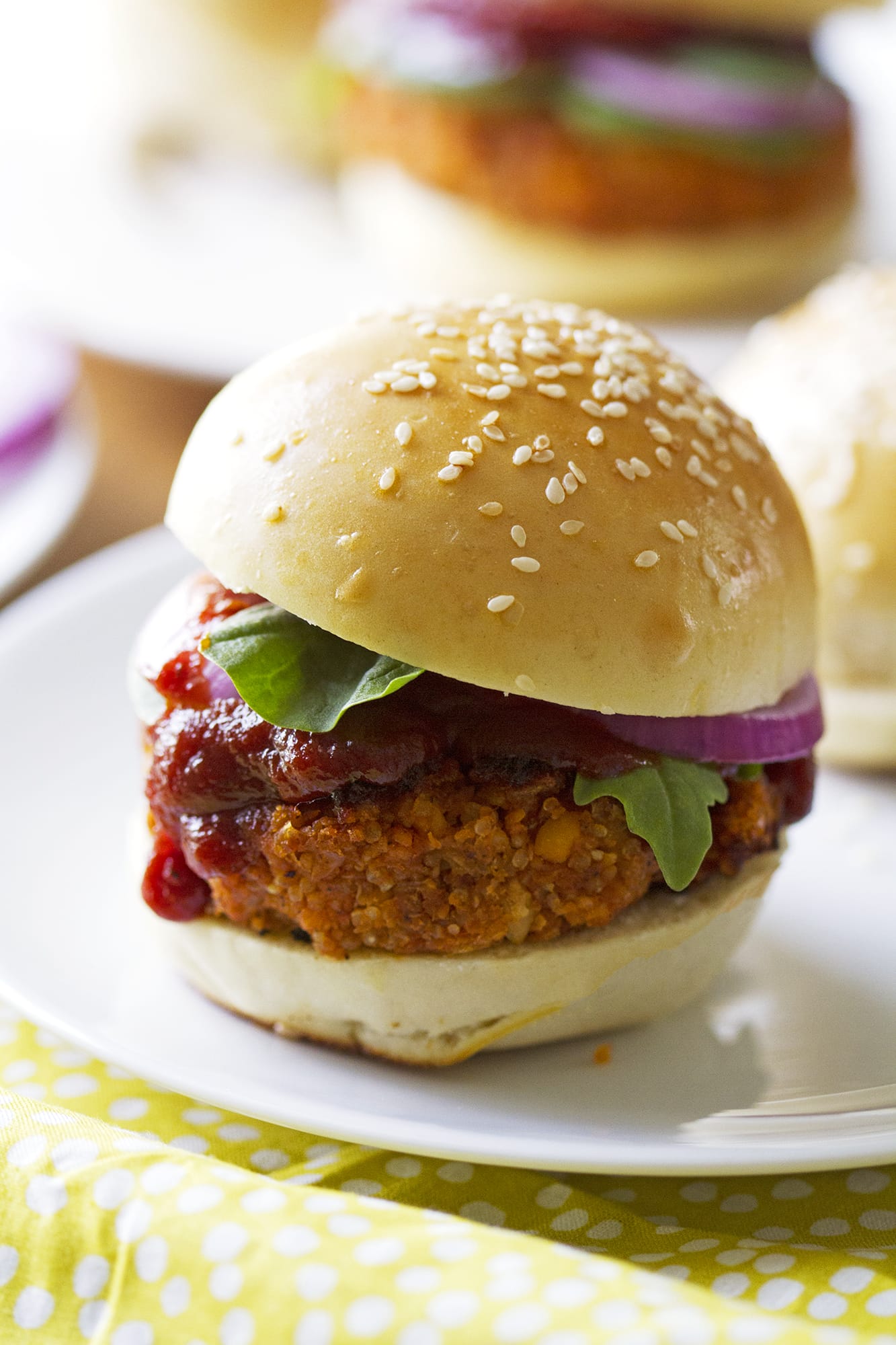 bbq veggie burger on plate