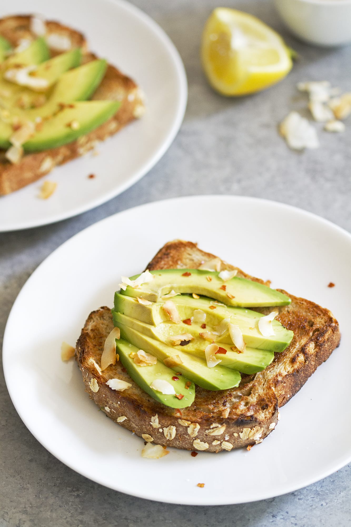 Avocado Coconut Toast on a plate