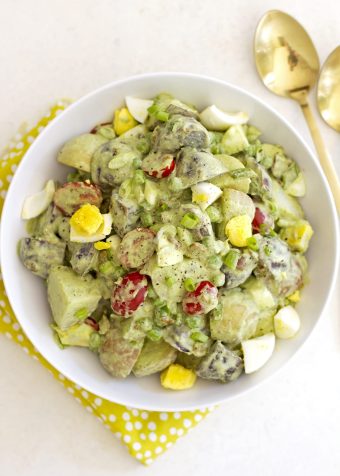 green goddess potato salad in a bowl