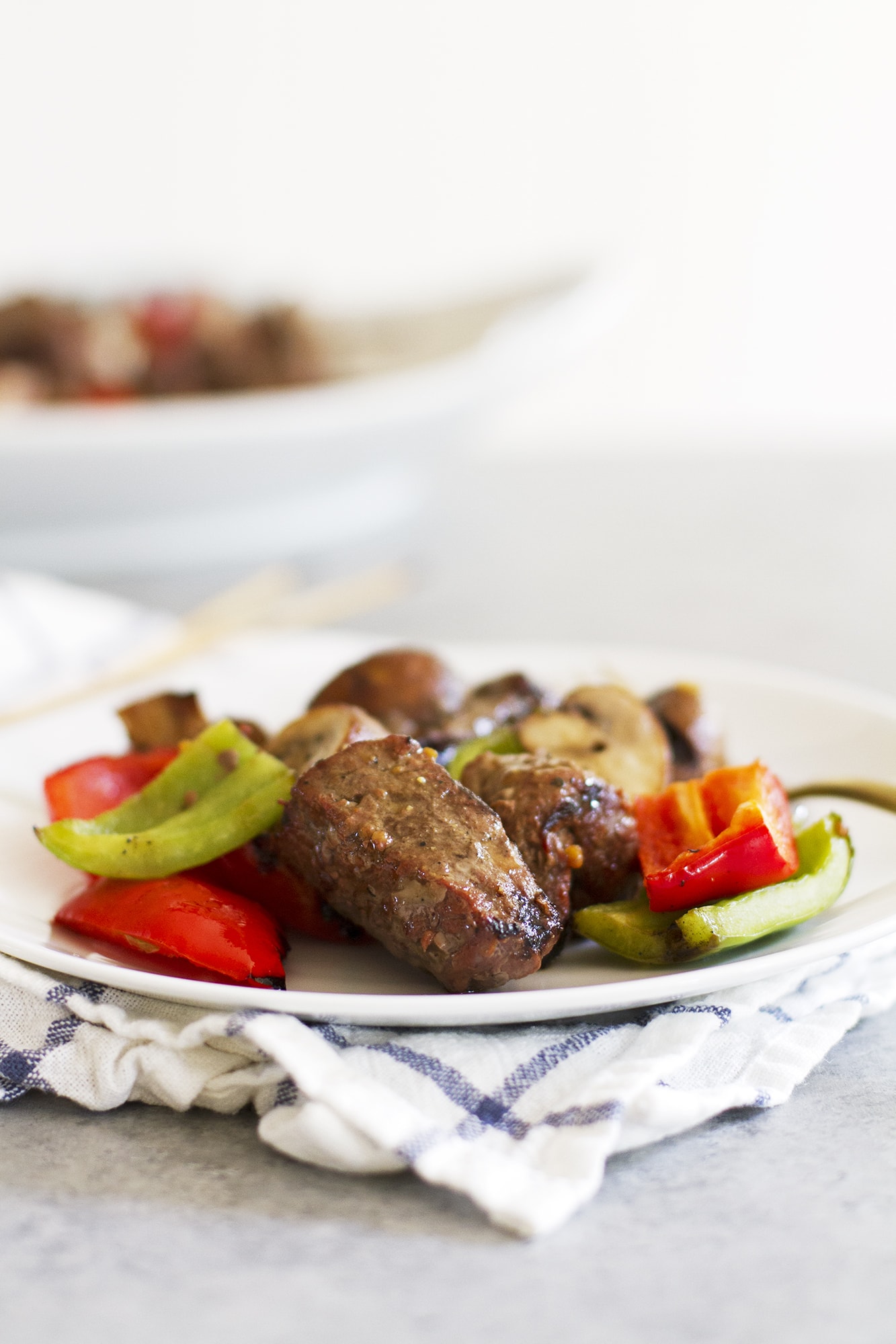 grilled steak and mushroom on a plate