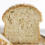 multigrain loaf sliced open.