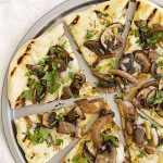 sliced grilled mushroom pizza.