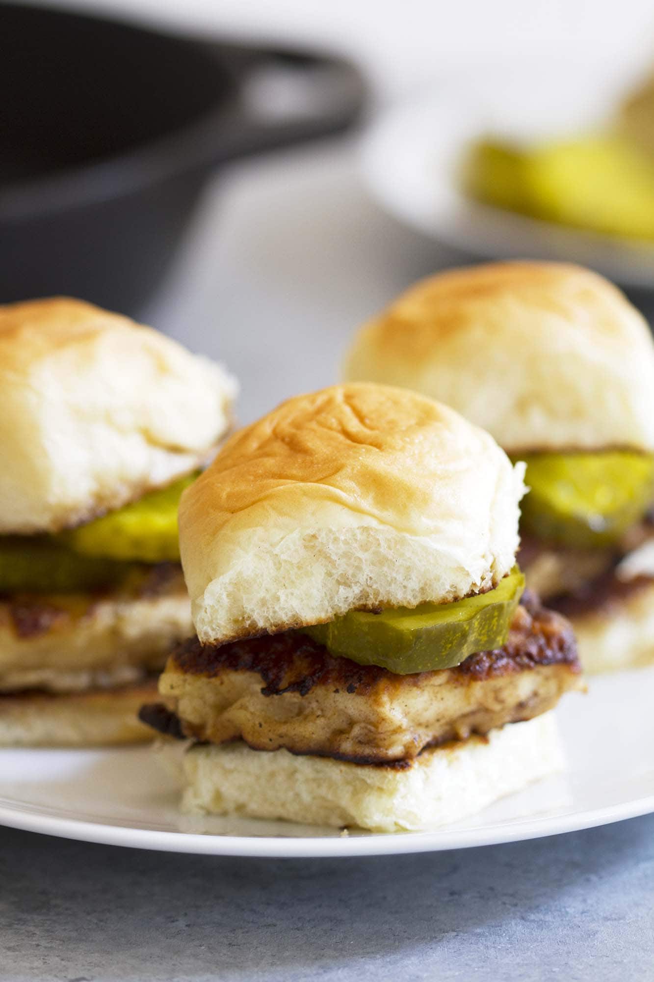southern style chicken sandwiches on a plate