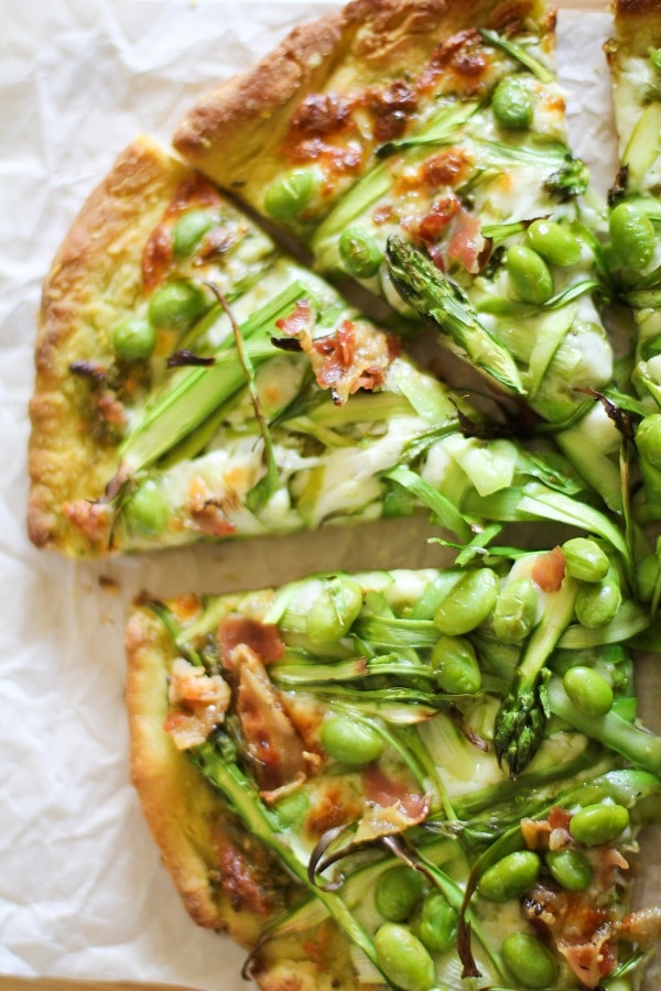 asparagus and pancetta pesto piza