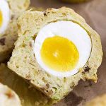 breakfast egg muffin close up.