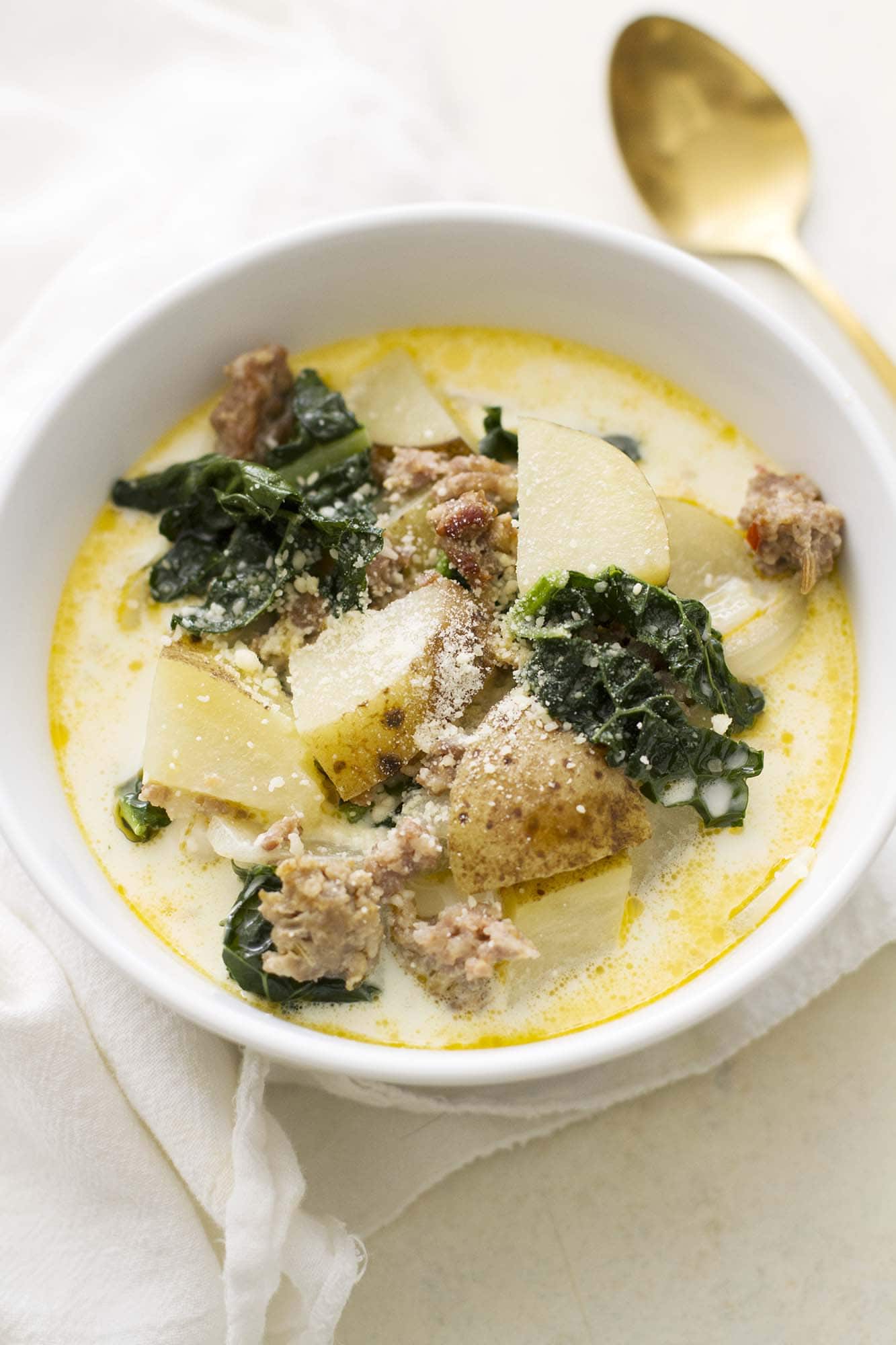 bowl of slow cooker zuppa toscana