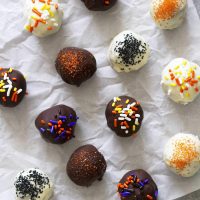 halloween brownie truffles on parchment paper