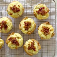 bacon quiche crescent cups on cooling rack