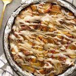 breakfast pudding in pan.