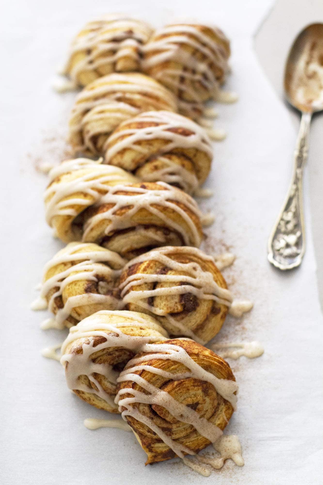 chai cinnamon pull apart bread on parchment paper