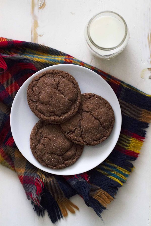 chocolate cardamom cookies on a plate