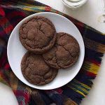 chocolate cardamom cookies on a plate.