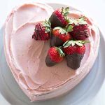 heart shaped chocolate strawberry cake.