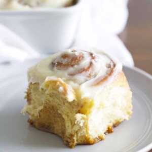 overnight cinnamon roll on a plate