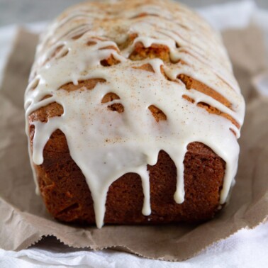 eggnog bread on parchment paper.