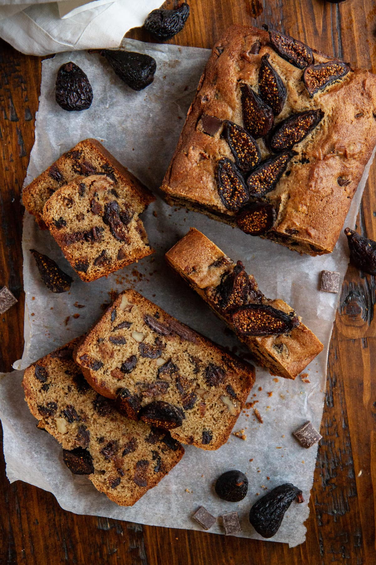 Whole Wheat Chocolate Chunk Fig Bread -- Made with mission dried figs, dark chocolate and whole wheat flour, this quick bread recipe is a smart food choice for the whole fam. @girlversusdough #girlversusdough