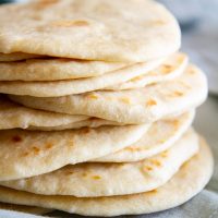 stack of homemade soft flour tortillas