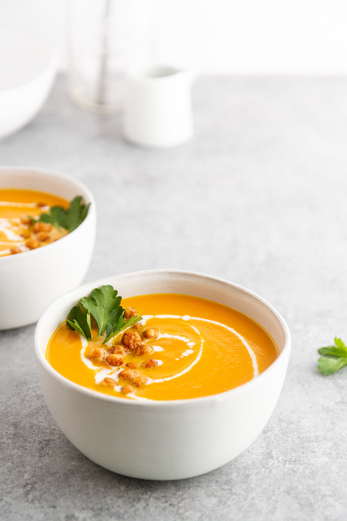 carrot ginger coconut soup in bowl
