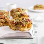 winter deep dish sausage pizza.