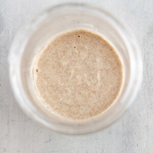 sourdough starter in a jar.