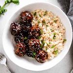 korean bbq meatballs in bowl.