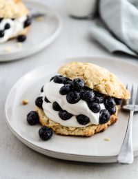 blueberry shortcakes on a plate