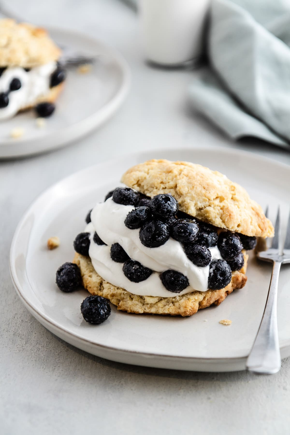 blueberry shortcakes on a plate