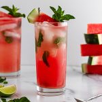 watermelon mojitos on a surface.