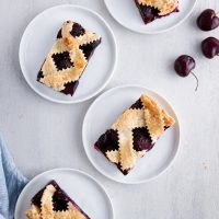 cherry pie bars on plates