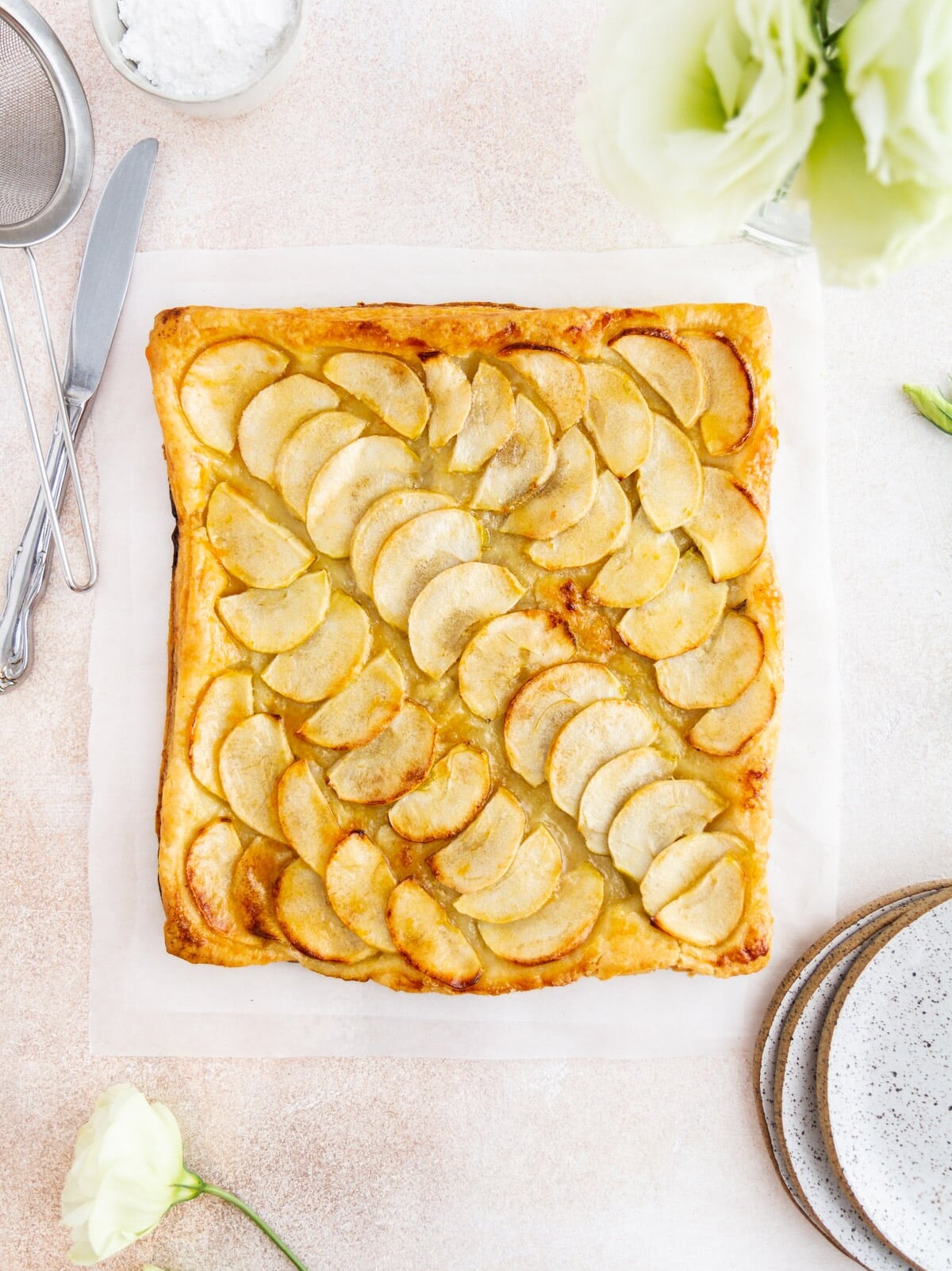 French Apple Tart on a surface