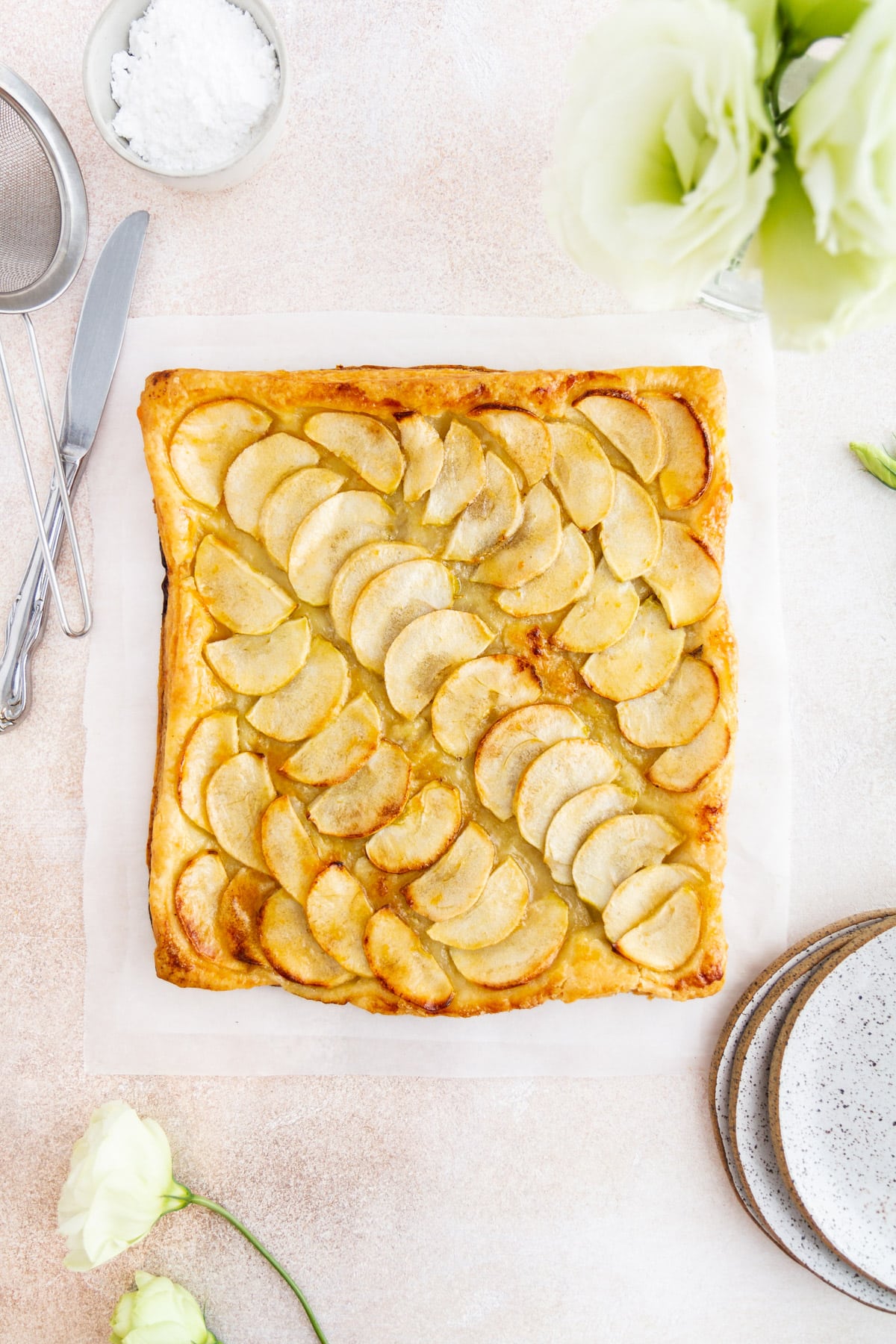 French Apple Tart on a surface