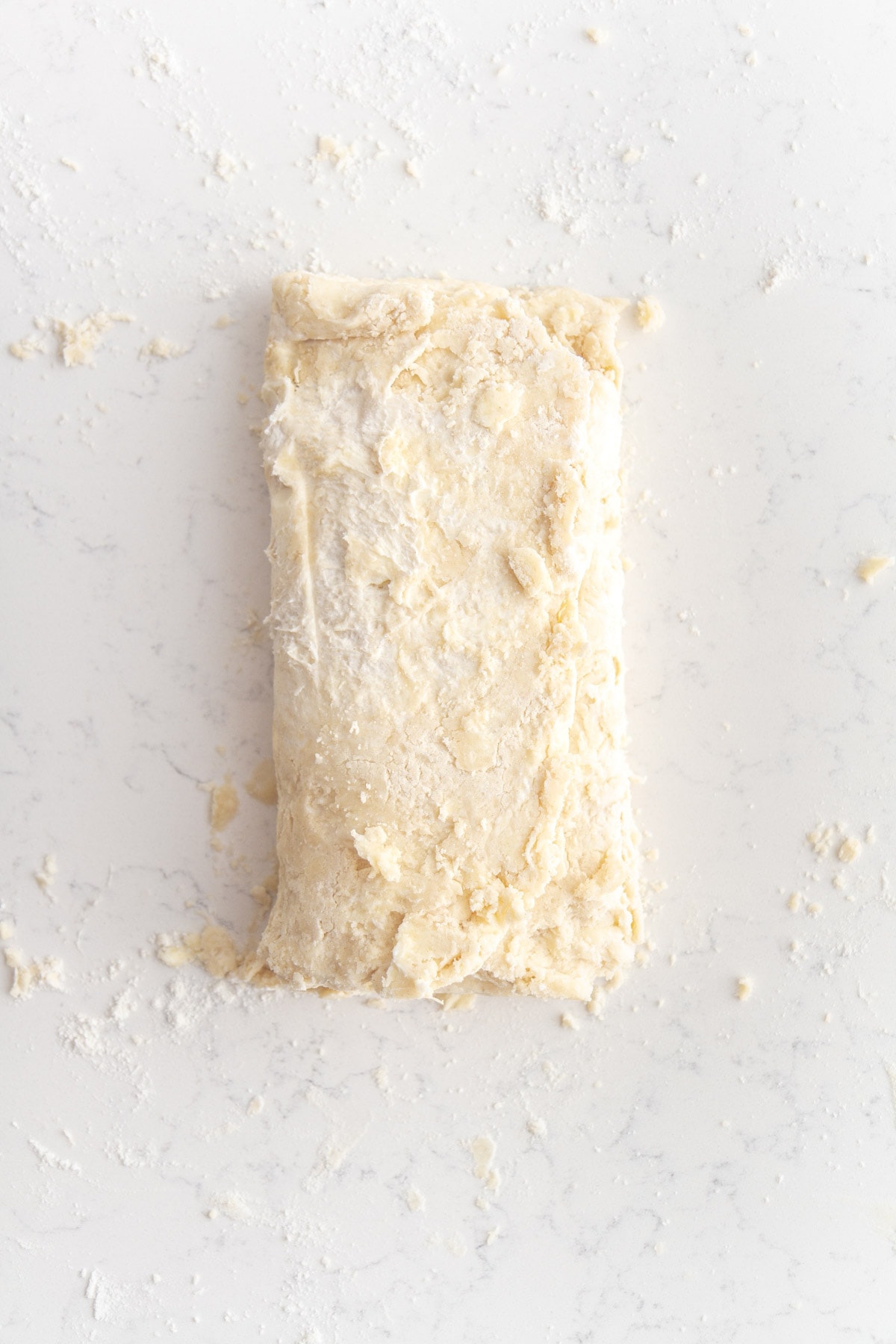rough puff pastry dough folded like a business letter