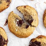 chocolate chip cookies on parchment paper.