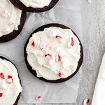 chocolate peppermint cookies on parchment paper.