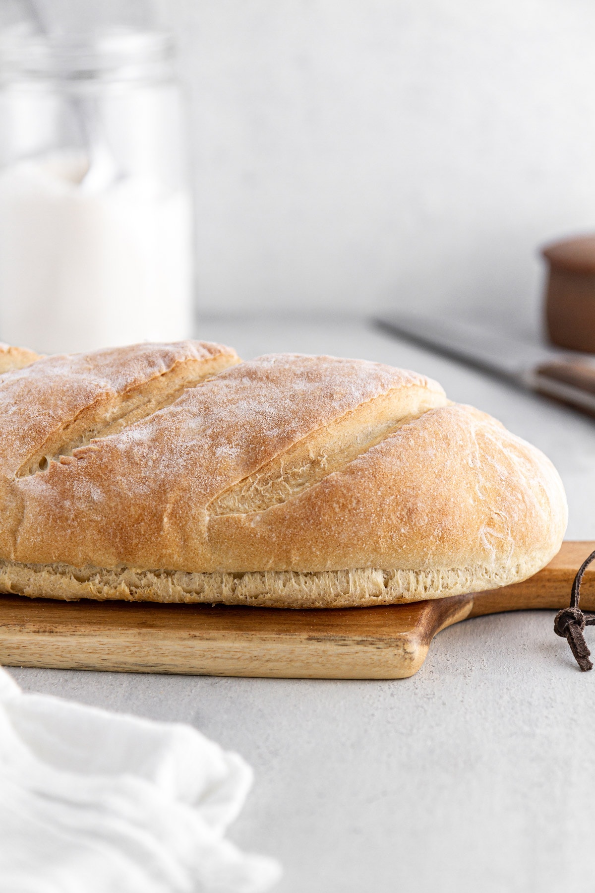 Loaf of Italian bread on a cutting board