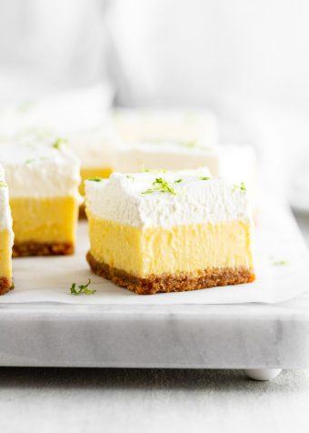 close-up of a Key Lime Pie Bar on a surface