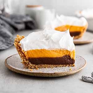 slice of pie on a plate.