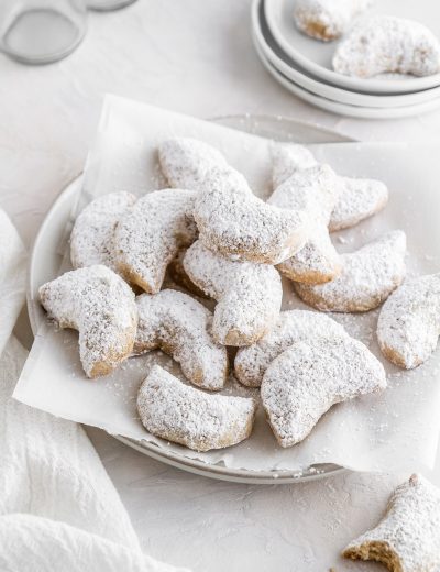 a plate of chai-spiced crescent cookies