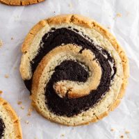 peanut butter brownie swirl cookie on parchment
