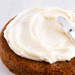 cream cheese frosting on carrot cake.
