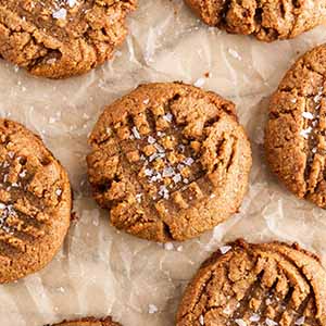 almond butter cookies on parchment paper.