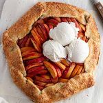 overhead shot of peach galette.