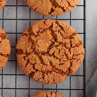 molasses cookies on a cooling rack