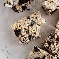 brown butter oreo rice krispie treats on a surface