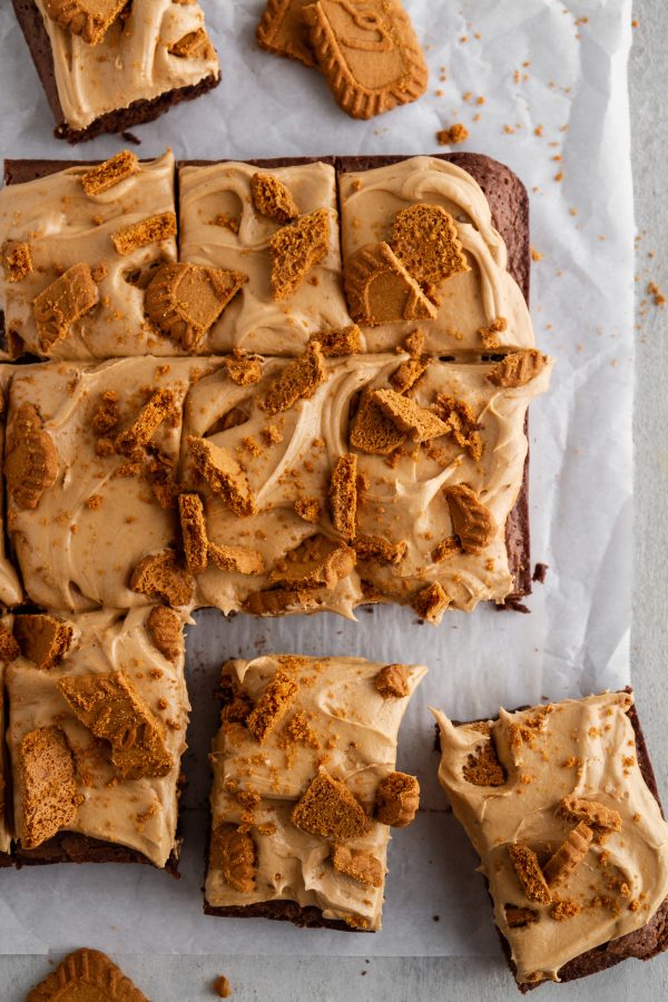 cookie butter brownies on a surface