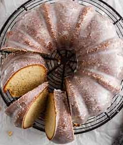 donut cake with slices cut out of it