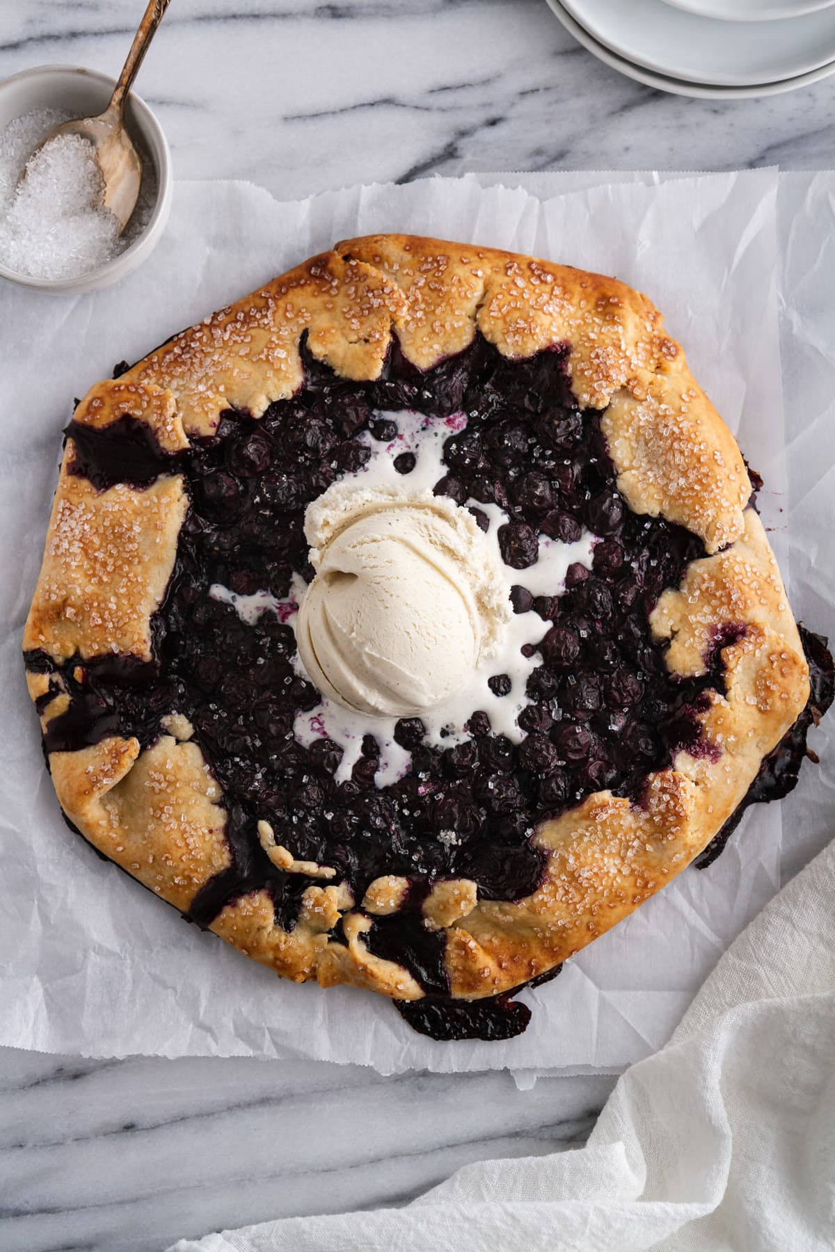blueberry galette on a surface