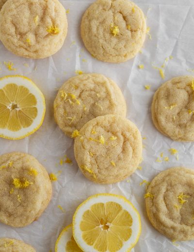 lemon sugar cookies on a baking sheet